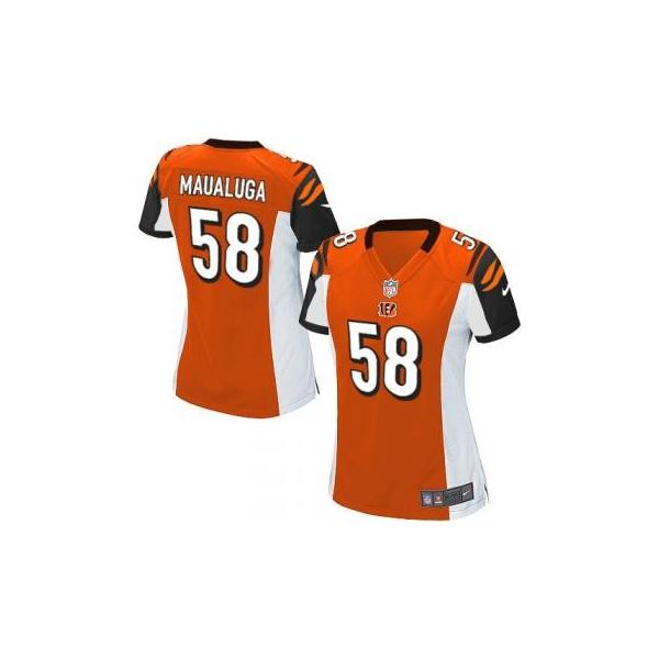 [Game] MAUALUGA Cincinnati #58 Womens Football Jersey - Rey Maualuga Womens Football Jersey (Orange)_Free Shipping