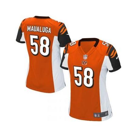 [Game] MAUALUGA Cincinnati #58 Womens Football Jersey - Rey Maualuga Womens Football Jersey (Orange)_Free Shipping