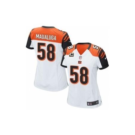 [Game] MAUALUGA Cincinnati #58 Womens Football Jersey - Rey Maualuga Womens Football Jersey (White)_Free Shipping