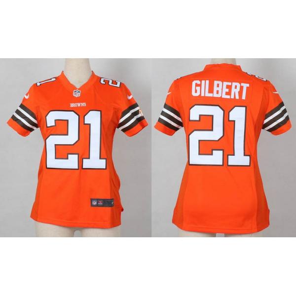 [Game] GILBERT Cleveland #21 Womens Football Jersey - Justin Gilbert Womens Football Jersey (Orange)_Free Shipping