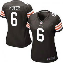 [Game] HOYER Cleveland #6 Womens Football Jersey - Brian Hoyer Womens Football Jersey (Brown)_Free Shipping