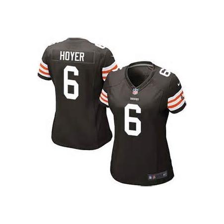 [Game] HOYER Cleveland #6 Womens Football Jersey - Brian Hoyer Womens Football Jersey (Brown)_Free Shipping