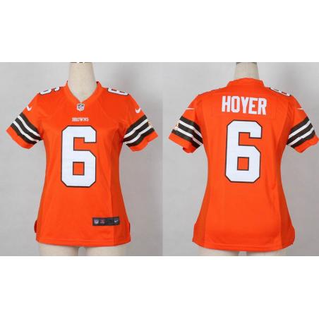 [Game] HOYER Cleveland #6 Womens Football Jersey - Brian Hoyer Womens Football Jersey (Orange)_Free Shipping