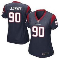 [Game] CLOWNEY Houston #90 Womens Football Jersey - Jadeveon Clowney Womens Football Jersey (Blue)_Free Shipping