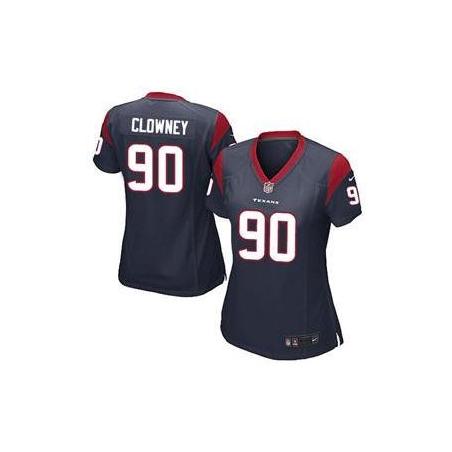 [Game] CLOWNEY Houston #90 Womens Football Jersey - Jadeveon Clowney Womens Football Jersey (Blue)_Free Shipping