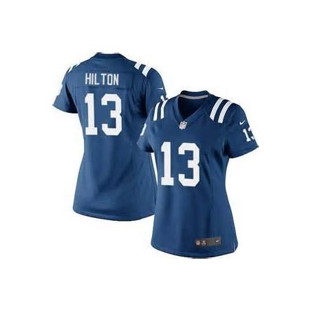 [Game] HILTON Indianapolis #13 Womens Football Jersey - T.Y. Hilton Womens Football Jersey (Blue)_Free Shipping