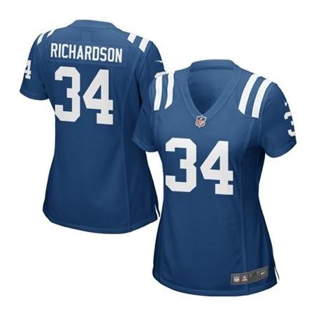 [Game] RICHARDSON Indianapolis #34 Womens Football Jersey - Trent Richardson Womens Football Jersey (Blue)_Free Shipping