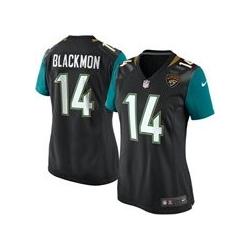 [Game] BLACKMON Jacksonville #14 Womens Football Jersey - Justin Blackmon Womens Football Jersey (Black, NEW)_Free Shipping