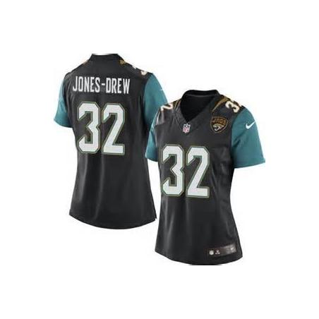 [Game] JONES-DREW Jacksonville #32 Womens Football Jersey - Maurice Jones-Drew Womens Football Jersey (Black, NEW)_Free Shipping