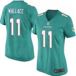 [Game] WALLACE Miami #11 Womens Football Jersey - Mike Wallace Womens Football Jersey (Green, NEW)_Free Shipping