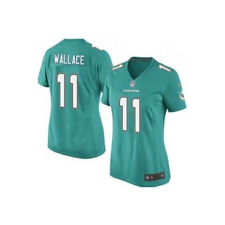 [Game] WALLACE Miami #11 Womens Football Jersey - Mike Wallace Womens Football Jersey (Green, NEW)_Free Shipping