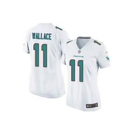 [Game] WALLACE Miami #11 Womens Football Jersey - Mike Wallace Womens Football Jersey (White, NEW)_Free Shipping