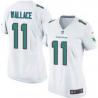 [Game] WALLACE Miami #11 Womens Football Jersey - Mike Wallace Womens Football Jersey (White, NEW)_Free Shipping