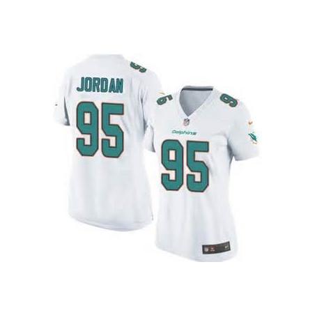 [Game] JORDAN Miami #95 Womens Football Jersey - Dion Jordan Womens Football Jersey (White, NEW)_Free Shipping