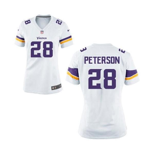 [Game] PETERSON Minnesota #28 Womens Football Jersey - Adrian Peterson Womens Football Jersey (White, new)_Free Shipping