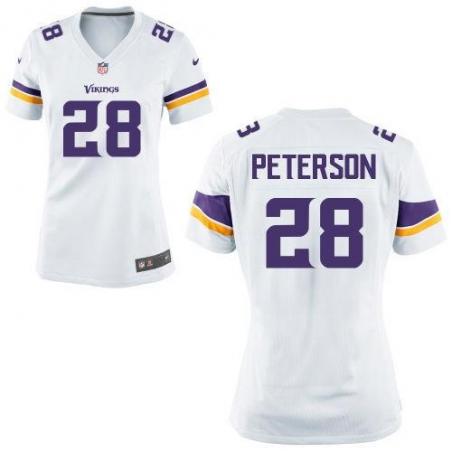 [Game] PETERSON Minnesota #28 Womens Football Jersey - Adrian Peterson Womens Football Jersey (White, new)_Free Shipping