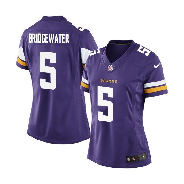 [Game] BRIDGEWATER Minnesota #5 Womens Football Jersey - Teddy Bridgewater Womens Football Jersey (Purple, new)_Free Shipping