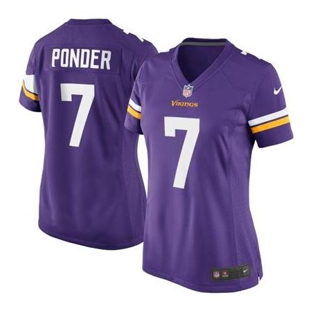 [Game] PONDER Minnesota #7 Womens Football Jersey - Christian Ponder Womens Football Jersey (Purple, new)_Free Shipping