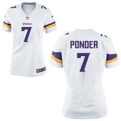 [Game] PONDER Minnesota #7 Womens Football Jersey - Christian Ponder Womens Football Jersey (White, new)_Free Shipping