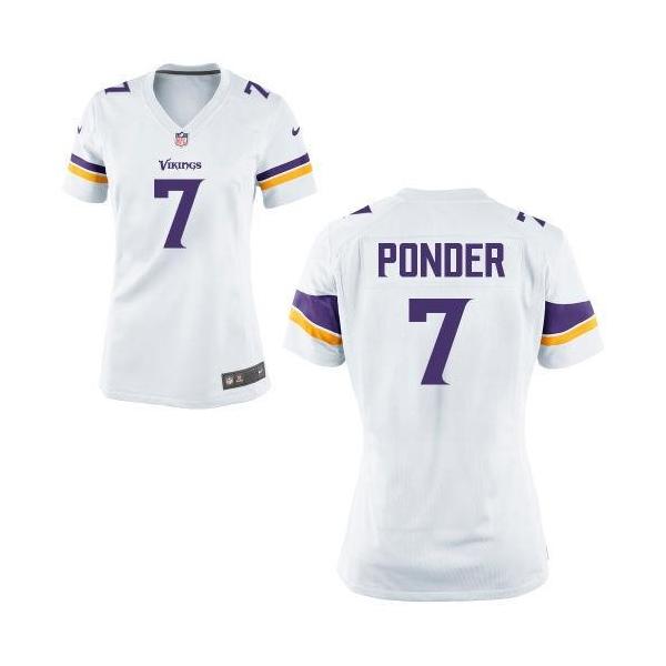 [Game] PONDER Minnesota #7 Womens Football Jersey - Christian Ponder Womens Football Jersey (White, new)_Free Shipping