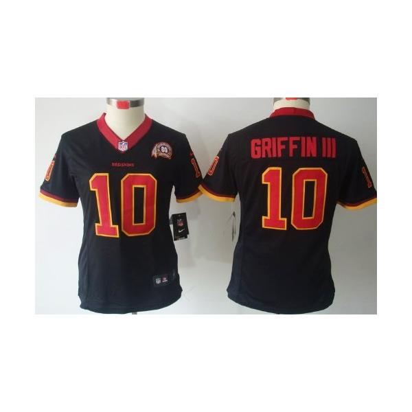 [Game] GRIFFIN III Washington #10 Womens Football Jersey - Robert Griffin III Womens Football Jersey (Black 80th)_Free Shipping