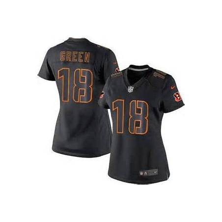 [Impact Limited] GREEN Cincinnati #18 Womens Football Jersey - A.J. Green Womens Football Jersey_Free Shipping