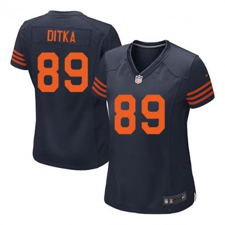 [Limited] DITKA Chicago #89 Womens Football Jersey - Mike Ditka Womens Football Jersey (Blue Orange Number)_Free Shipping