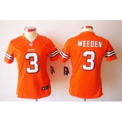 [Limited] WEEDEN Cleveland #3 Womens Football Jersey - Brandon Weeden Womens Football Jersey (Orange)_Free Shipping