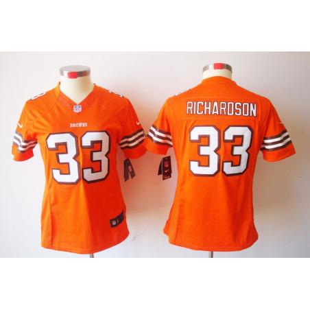 [Limited] RICHARDSON Cleveland #33 Womens Football Jersey - Trent Richardson Womens Football Jersey (Orange)_Free Shipping