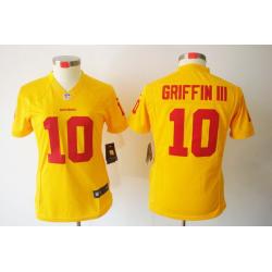 [Limited] GRIFFIN III Washington #10 Womens Football Jersey - Robert Griffin III Womens Football Jersey (Yellow)_Free Shipping