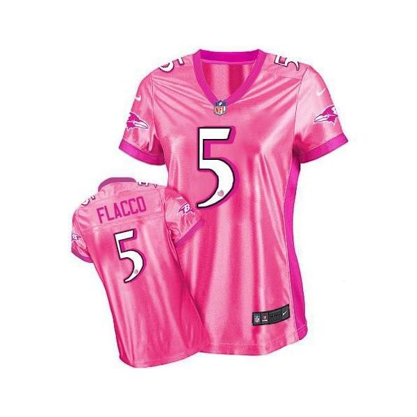 [Love pink III] FLACCO Baltimore #5 Womens Football Jersey - Joe Flacco Womens Football Jersey (Pink)_Free Shipping