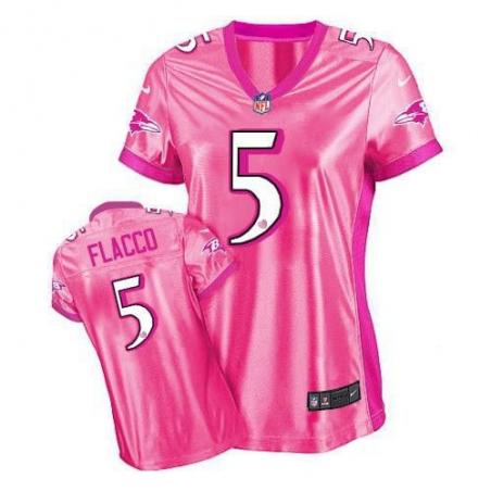 [Love pink III] FLACCO Baltimore #5 Womens Football Jersey - Joe Flacco Womens Football Jersey (Pink)_Free Shipping