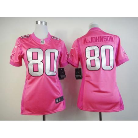 [Love pink III] JOHNSON Houston #80 Womens Football Jersey - Andre Johnson Womens Football Jersey (Pink)_Free Shipping