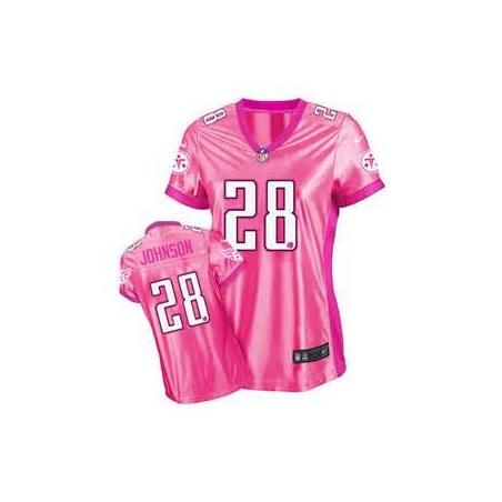 [Love pink III] JOHNSON Tennessee #10 Womens Football Jersey - Chris Johnson Womens Football Jersey (Pink)_Free Shipping