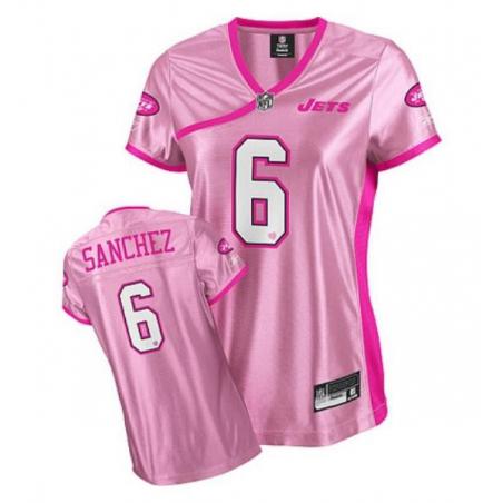 [Love pink] SANCHEZ NY-Jet #6 Womens Football Jersey - Mark Sanchez Womens Football Jersey (Pink)_Free Shipping