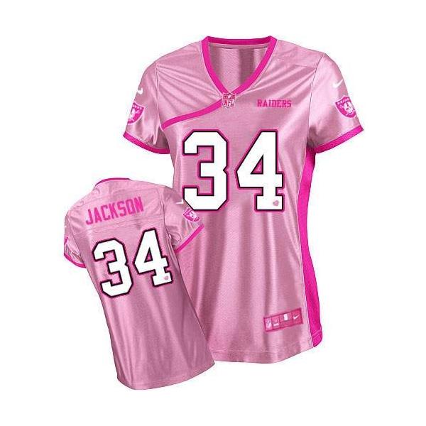 [Love pink] JACKSON Oakland #34 Womens Football Jersey - Bo Jackson Womens Football Jersey (Pink)_Free Shipping