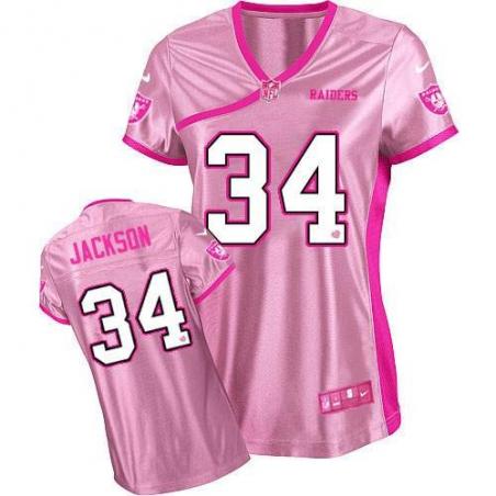 [Love pink] JACKSON Oakland #34 Womens Football Jersey - Bo Jackson Womens Football Jersey (Pink)_Free Shipping