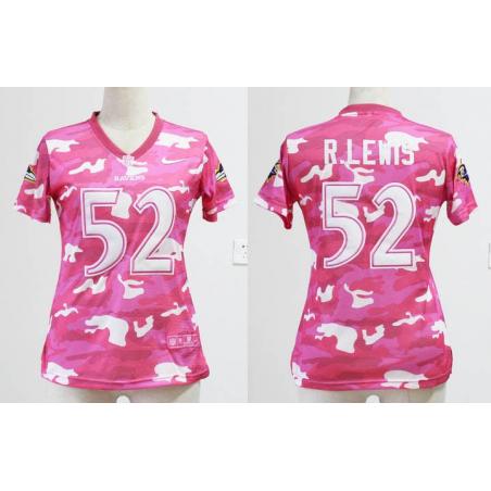 [Pink Camo] LEWIS Baltimore #52 Womens Football Jersey - Ray Lewis Womens Football Jersey_Free Shipping