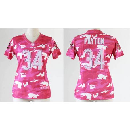 [Pink Camo] PAYTON Chicago #34 Womens Football Jersey - Walter Payton Womens Football Jersey_Free Shipping