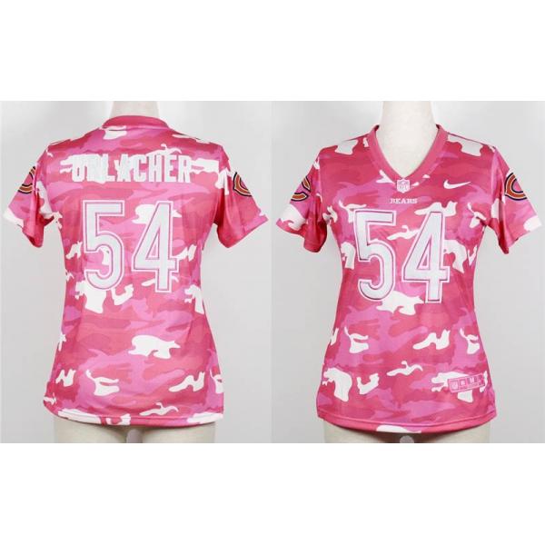 [Pink Camo] URLACHER Chicago #54 Womens Football Jersey - Brian Urlacher Womens Football Jersey_Free Shipping