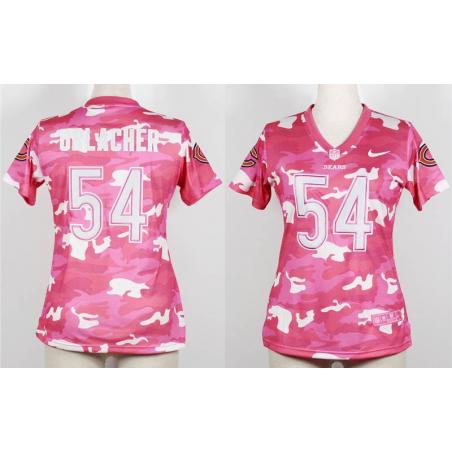 [Pink Camo] URLACHER Chicago #54 Womens Football Jersey - Brian Urlacher Womens Football Jersey_Free Shipping