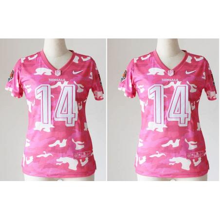 [Pink Camo] DALTON Cincinnati #14 Womens Football Jersey - Andy Dalton Womens Football Jersey_Free Shipping