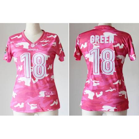 [Pink Camo] GREEN Cincinnati #18 Womens Football Jersey - A.J Green Womens Football Jersey_Free Shipping