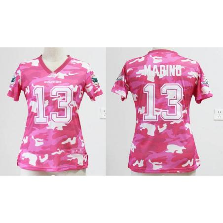 [Pink Camo] MARINO Miami #13 Womens Football Jersey - Dan Marino Womens Football Jersey_Free Shipping