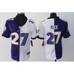 [Split] RICE Baltimore #27 Womens Football Jersey - Ray Rice Womens Football Jersey (Purple-White)_Free Shipping