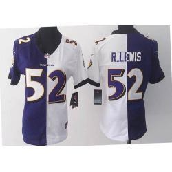 [Split] LEWIS Baltimore #52 Womens Football Jersey - Ray Lewis Womens Football Jersey (Purple-White)_Free Shipping