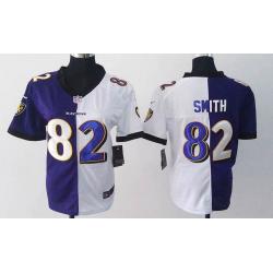 [Split] SMITH Baltimore #82 Womens Football Jersey - Torrey Smith Womens Football Jersey (Purple-White)_Free Shipping