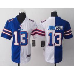 [Split] JOHNSON Buffalo #13 Womens Football Jersey - Steve Johnson Womens Football Jersey (Blue-White)_Free Shipping