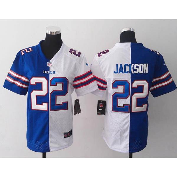 [Split] JACKSON Buffalo #22 Womens Football Jersey - Fred Jackson Womens Football Jersey (Blue-White)_Free Shipping