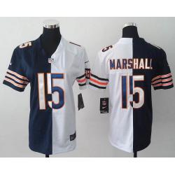 [Split] MARSHALL Chicago #15 Womens Football Jersey - Brandon Marshall Womens Football Jersey (Navy Blue-White)_Free Shipping